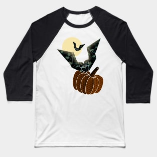 Happy halloween: origami bats, moonlight and pumpkin Baseball T-Shirt